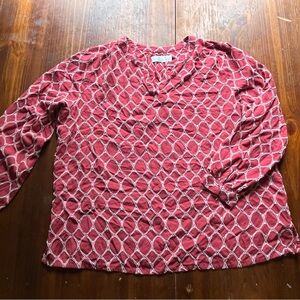 Time and Tru Red Geometric Blouse